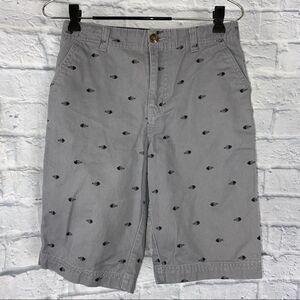 Faded Glory youth boys 14 100% cotton chino shorts w/fish skeleton grey